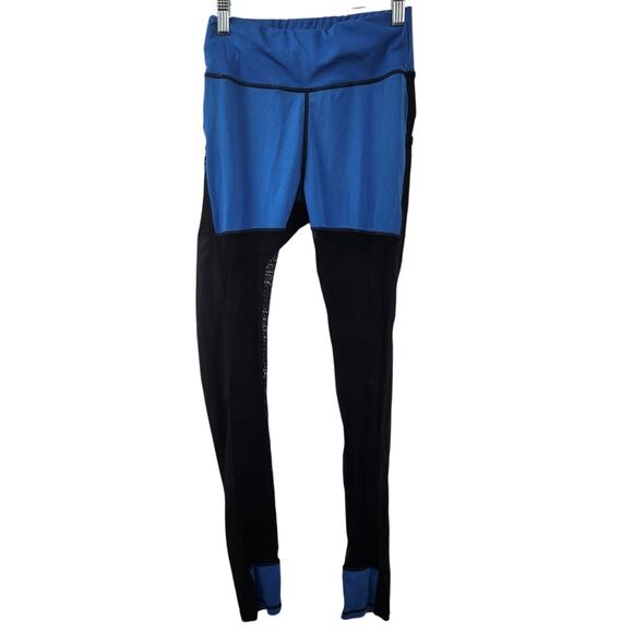 Pop Fit Blue Black Workout Athletic Leggings Womens Size Medium M Active Yoga - Picture 1 of 3